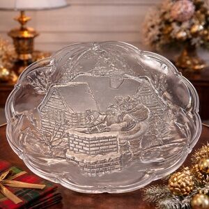 Santa glass platter NIB